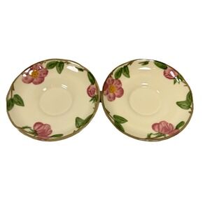 Franciscan Earthenware Desert Rose Saucers, Set of Two, Vintage, Made in England